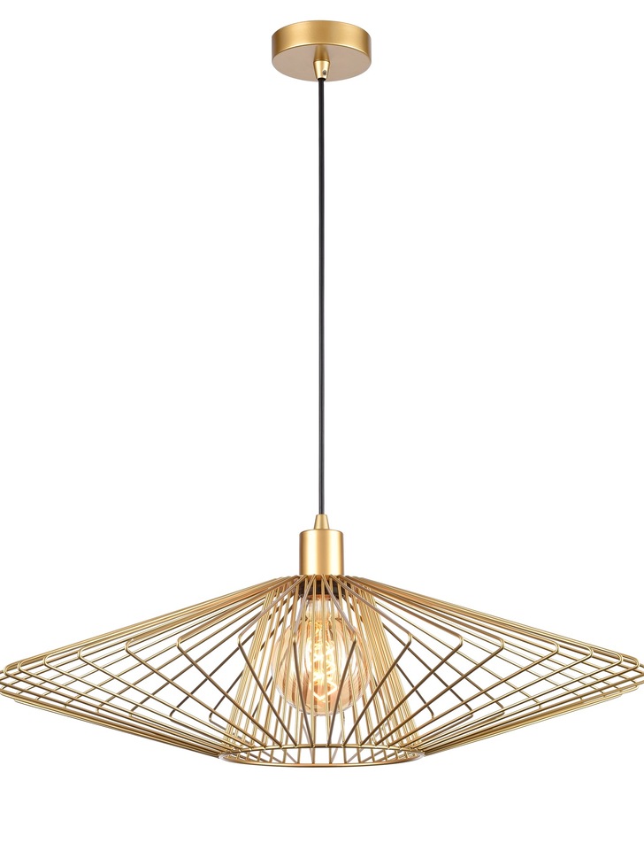 Franklite Thatch Large Single Open Metalwork Pendant In Gold