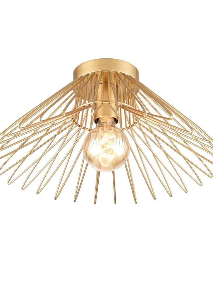 Franklite Thatch Open Metalwork Flush Ceiling Light In Gold