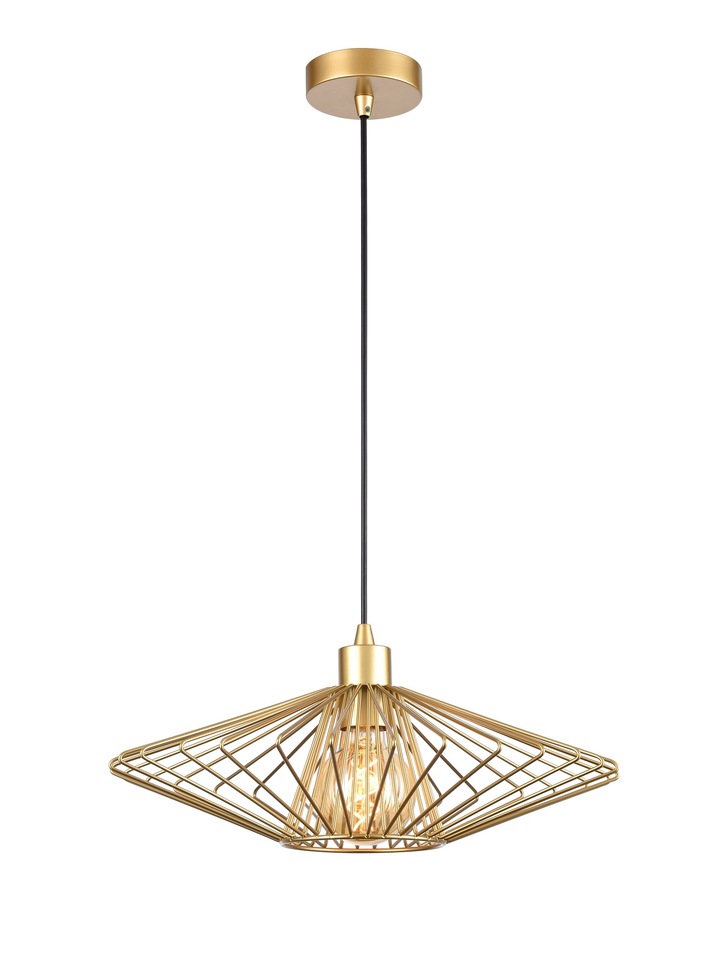 Franklite Thatch Small Single Open Metalwork Pendant In Gold