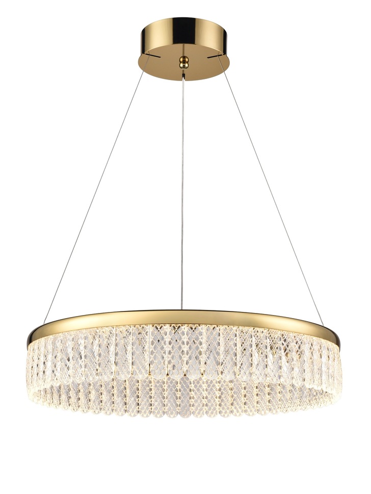 Franklite Victoria Small Round Led Pendant In Gold With Detailed Crystal Glasses - 3000K