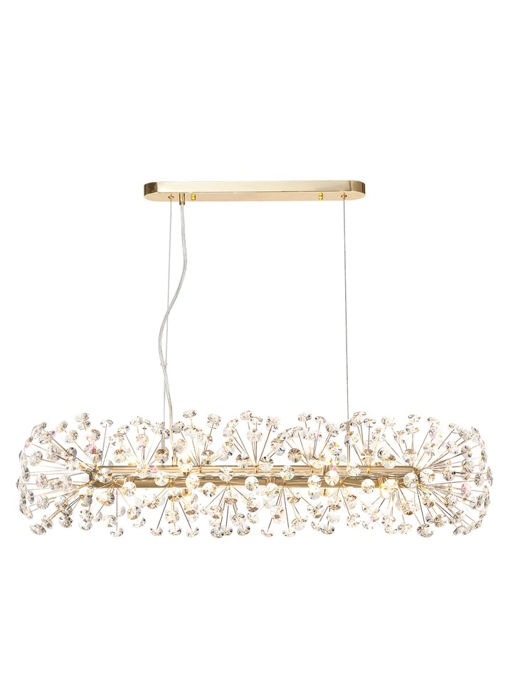 Idolite Alborz French Gold 10 Light Crystal Linear Bar Pendant