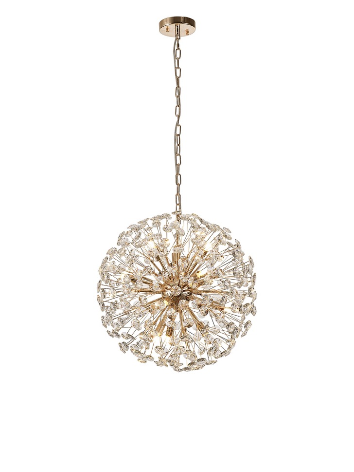 Idolite Alborz French Gold 12 Light Crystal Sphere Pendant