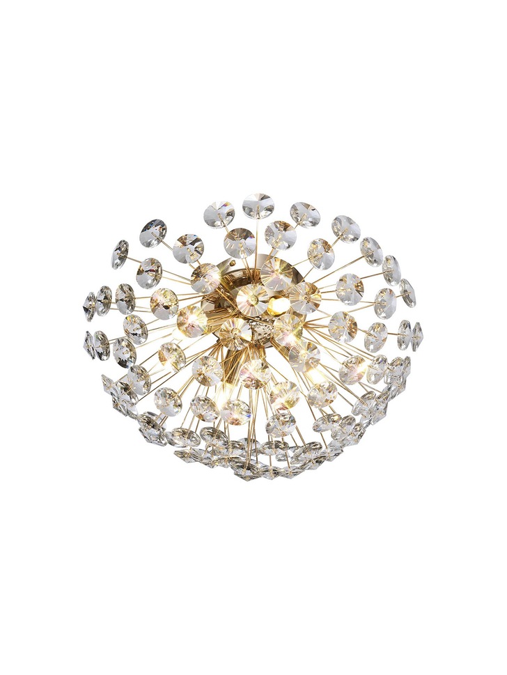 Idolite Alborz French Gold 4 Light Flush Crystal Ceiling Light