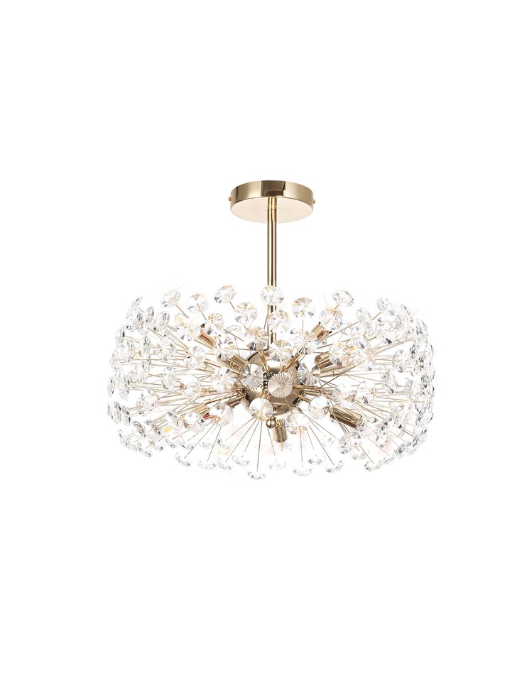 Idolite Alborz French Gold 8 Light Semi Flush Ceiling Light