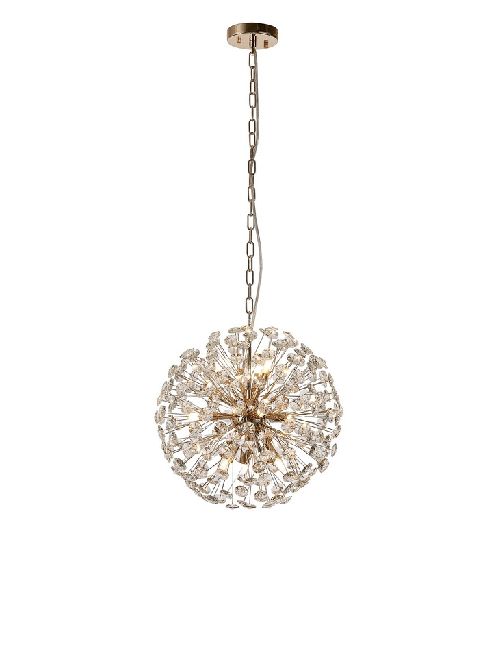 Idolite Alborz French Gold 9 Light Crystal Sphere Pendant