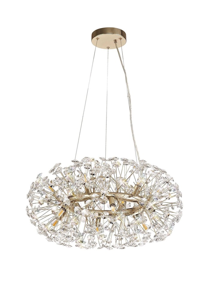 Idolite Alborz French Gold Finish 12 Light Crystal Pendant