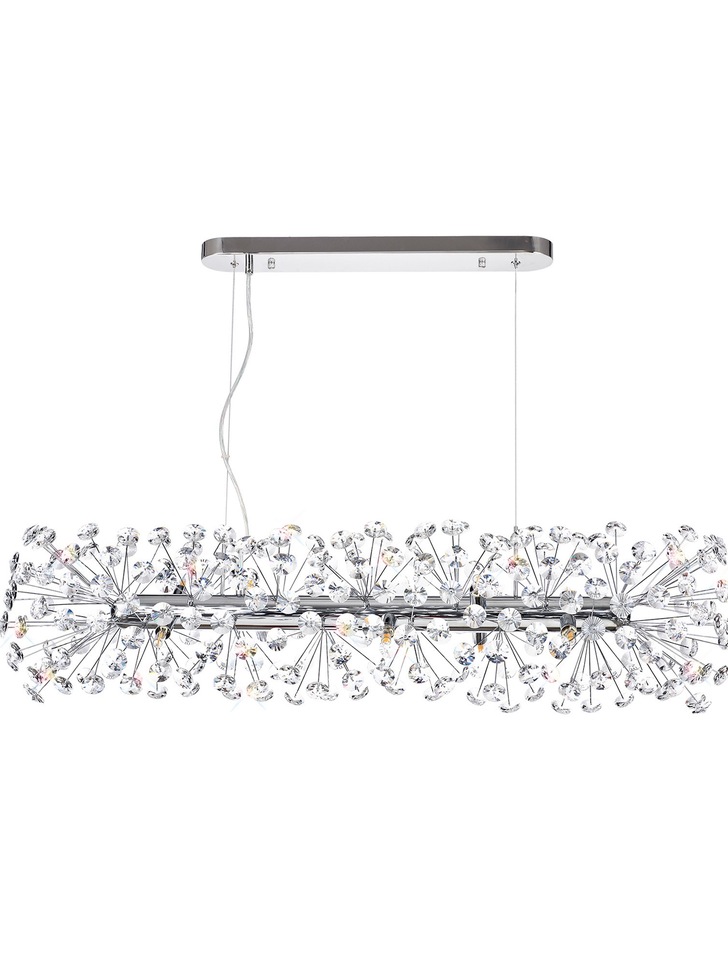 Idolite Alborz Polished Chrome 10 Light Crystal Linear Bar Pendant