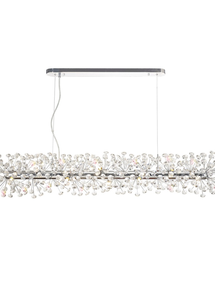 Idolite Alborz Polished Chrome 14 Light Crystal Linear Bar Pendant