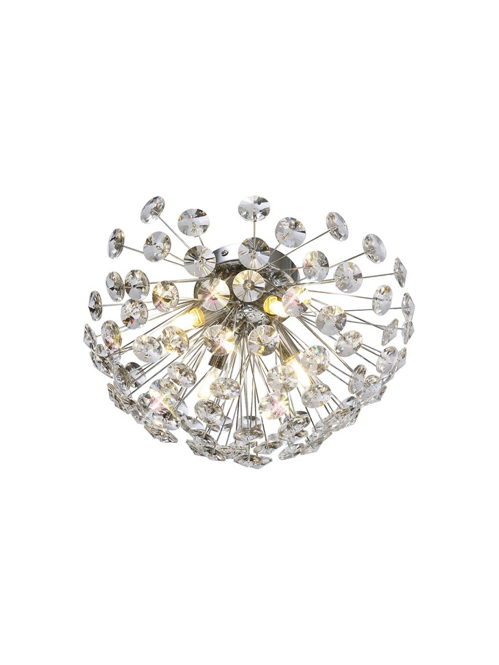 Idolite Alborz Polished Chrome 4 Light Flush Crystal Ceiling Light