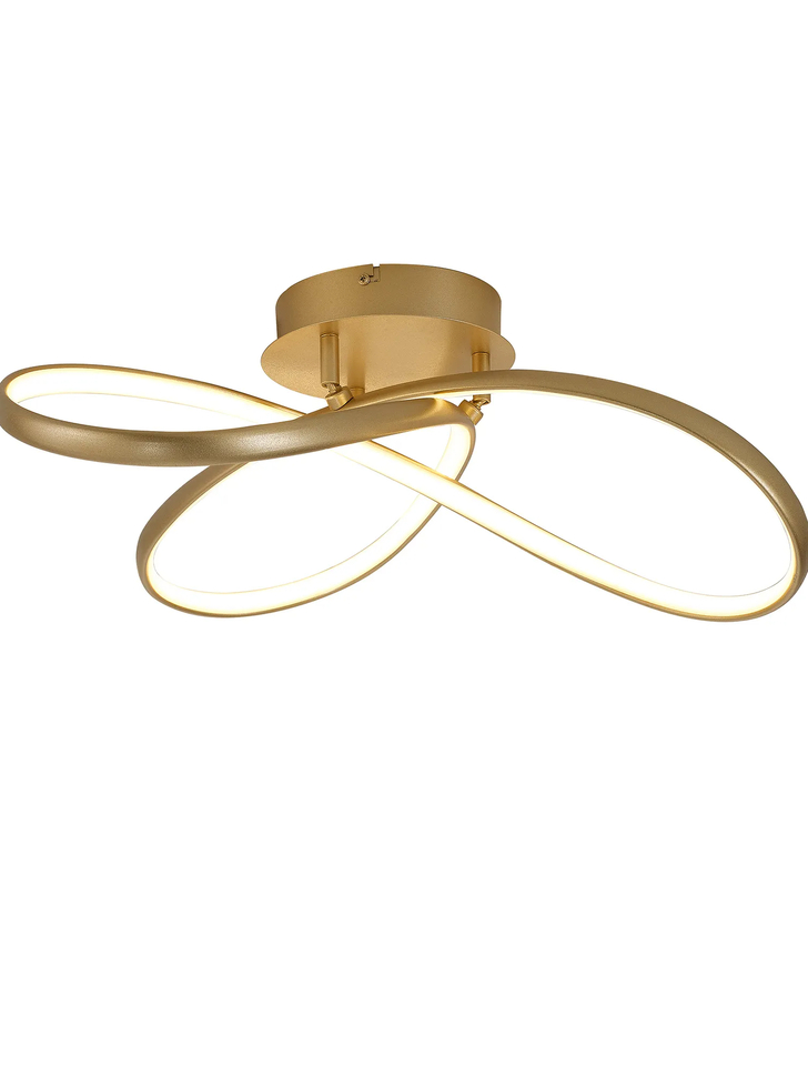 Idolite Baker Dimmable Led Flush Looped Ceiling Light In Champagne Gold Finish - 3000K