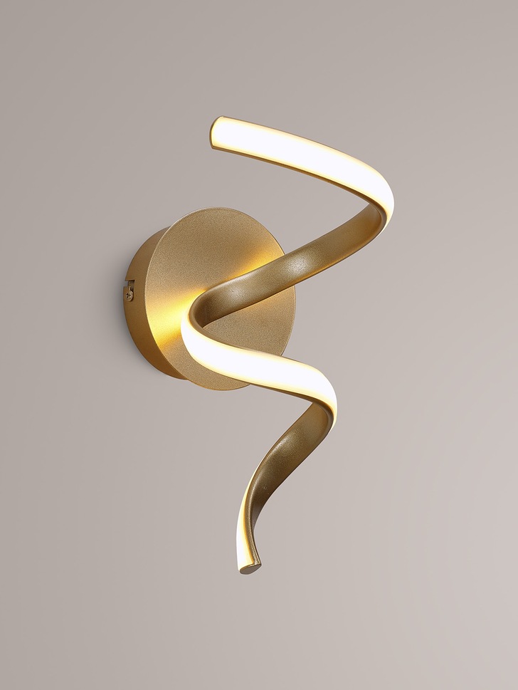 Idolite Baker Spiral Led Wall Light In Champgane Gold Finish - 3000K