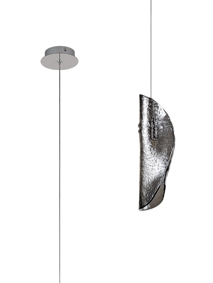 Idolite Bangeta Polished Chrome Single Pendant Light Complete With Smoked Glass