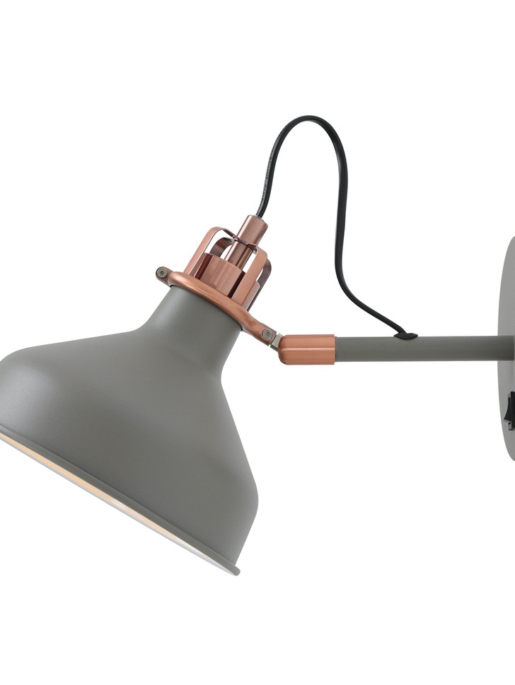 Idolite Blackwall Sand Grey/Copper Adjustable Wall Light