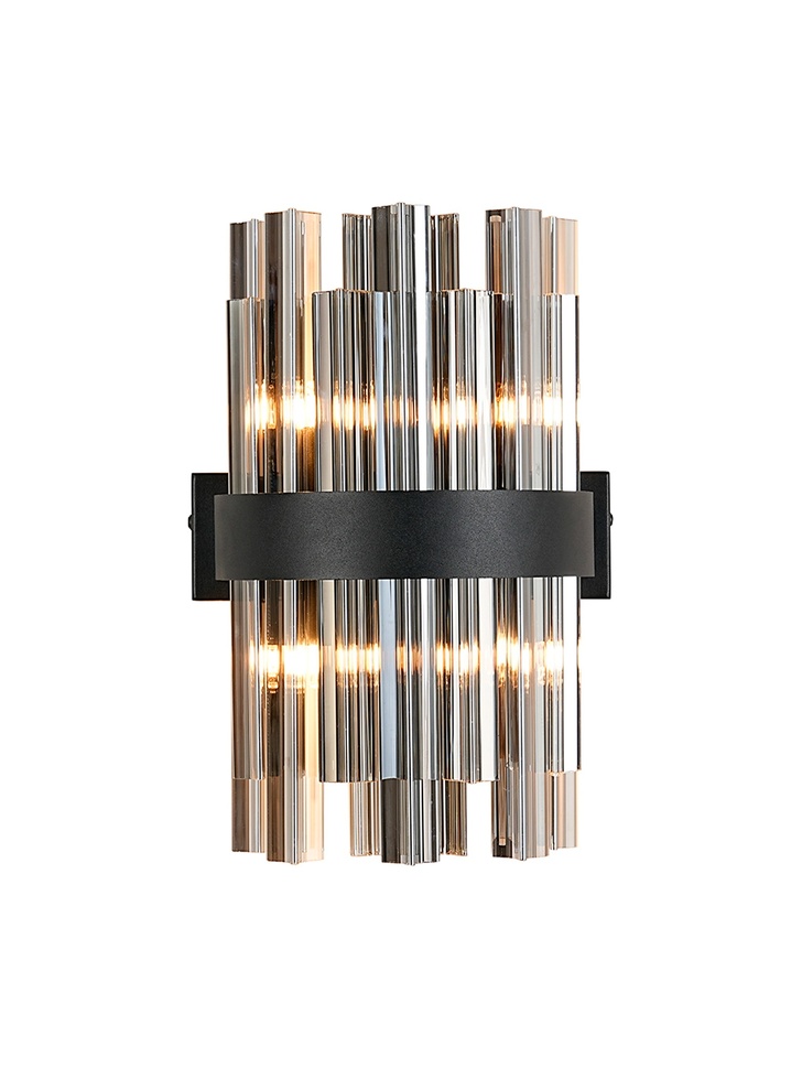 Idolite Caspian 4 Light Wall Lamp Satin Black With Smoked Glass Rods