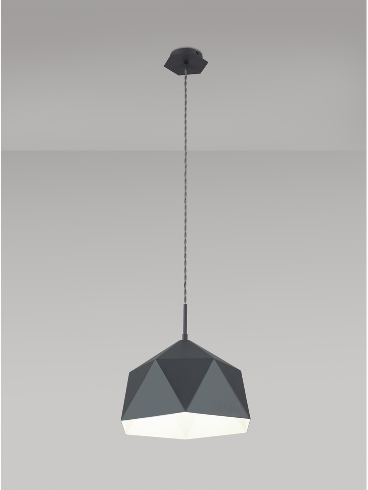 Idolite Celeste Graphite Finish Single Pendant Light C/W White Inner