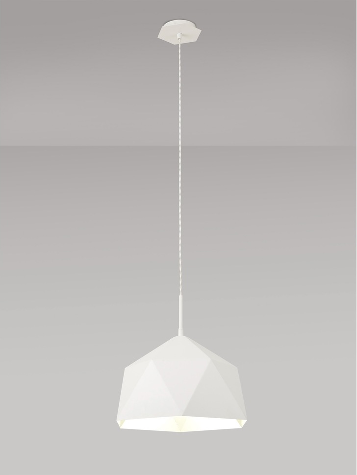 Idolite Celeste White Finish Single Pendant Light C/W Silver Inner