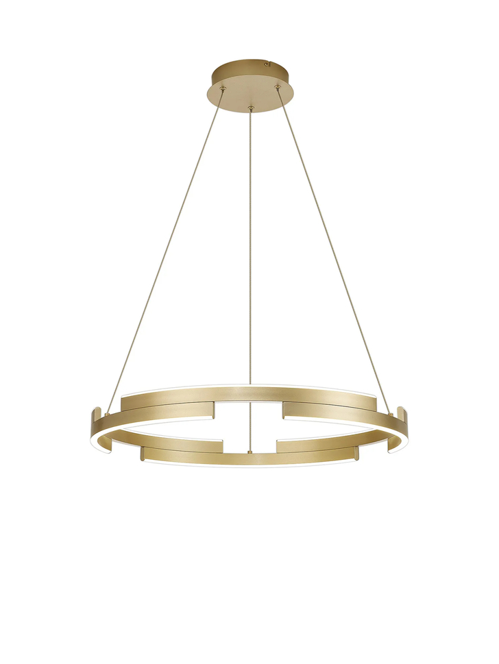 Idolite Chislett 60CM Gold Finish Led Round Led Pendant Light Complete With 3 Step Dimming - 3500K