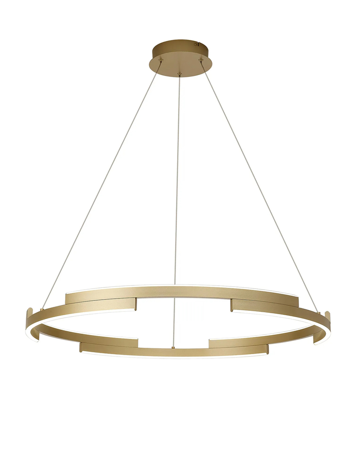 Idolite Chislett 80CM Gold Finish Led Round Led Pendant Light Complete With 3 Step Dimming - 3500K