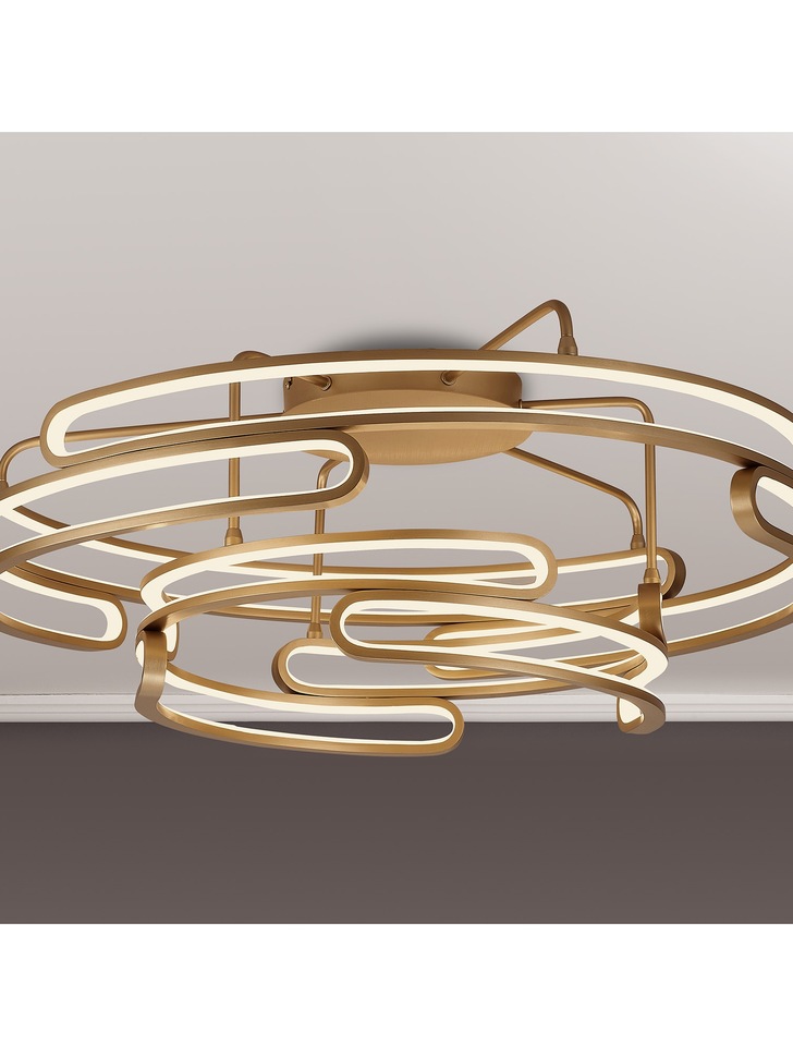 Idolite Conlon Brushed Gold Finish Two-Tier Flush Led Ceiling Light With 3 Step Dimming - 3000K