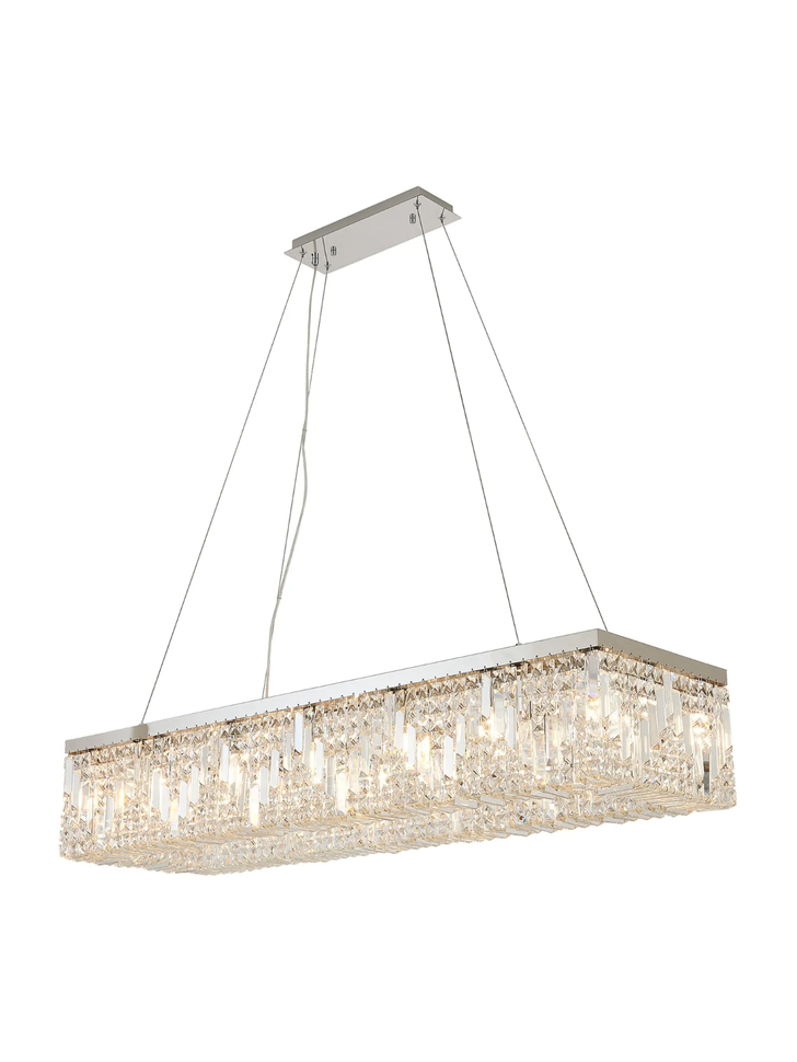 Idolite Dividi 16 Light Rectangular Pendant Crystal Chandelier Polished Chrome