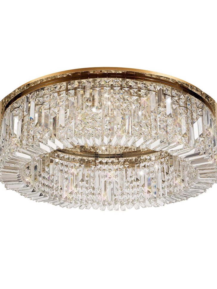 Idolite Dividi Gold Finish 12 Light Extra Large Flush Crystal Ceiling Light