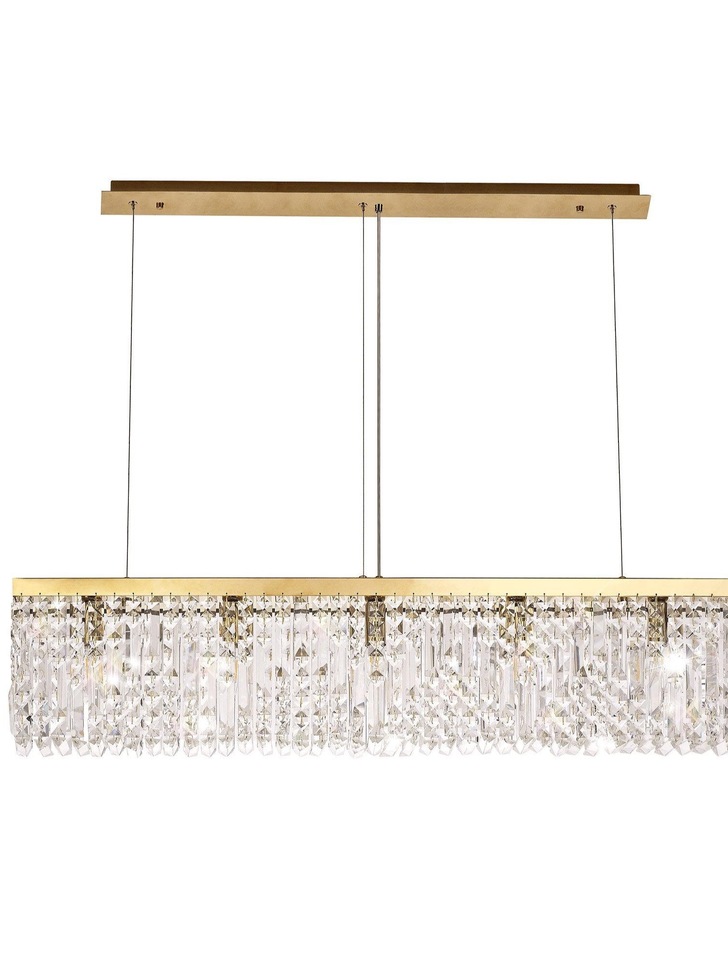 Idolite Dividi Gold Finish 5 Light Linear Bar Crystal Pendant