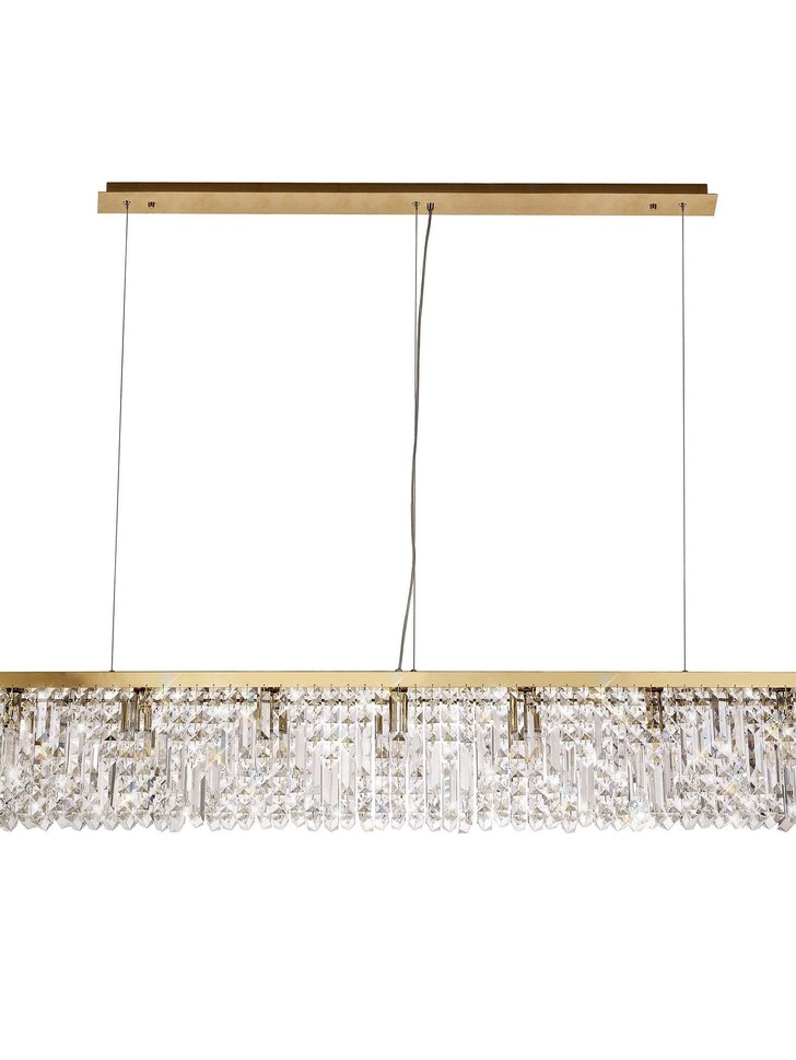 Idolite Dividi Gold Finish 7 Light Linear Bar Crystal Pendant