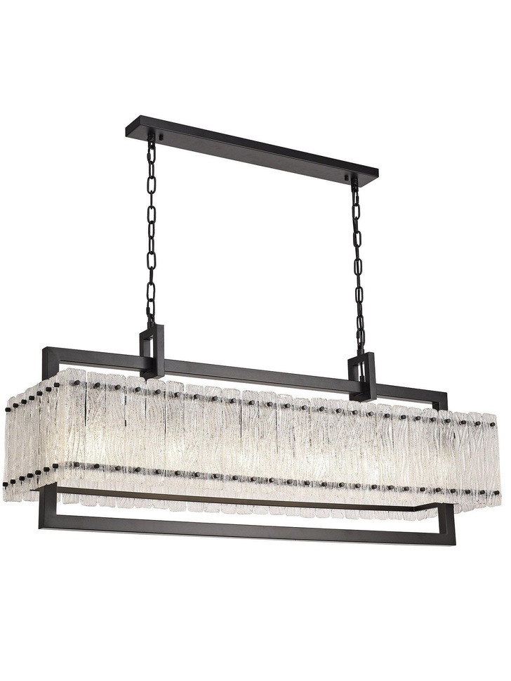 Idolite Drakensberg Matt Black Finish 12 Light Linear Bar Pendant