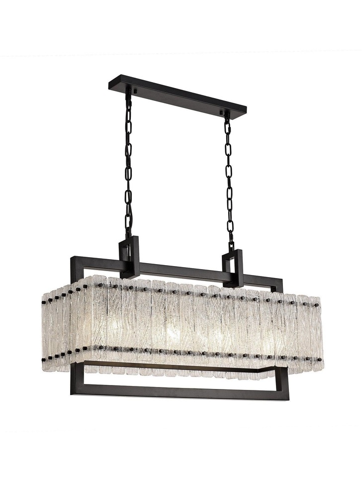 Idolite Drakensberg Matt Black Finish 8 Light Linear Bar Pendant