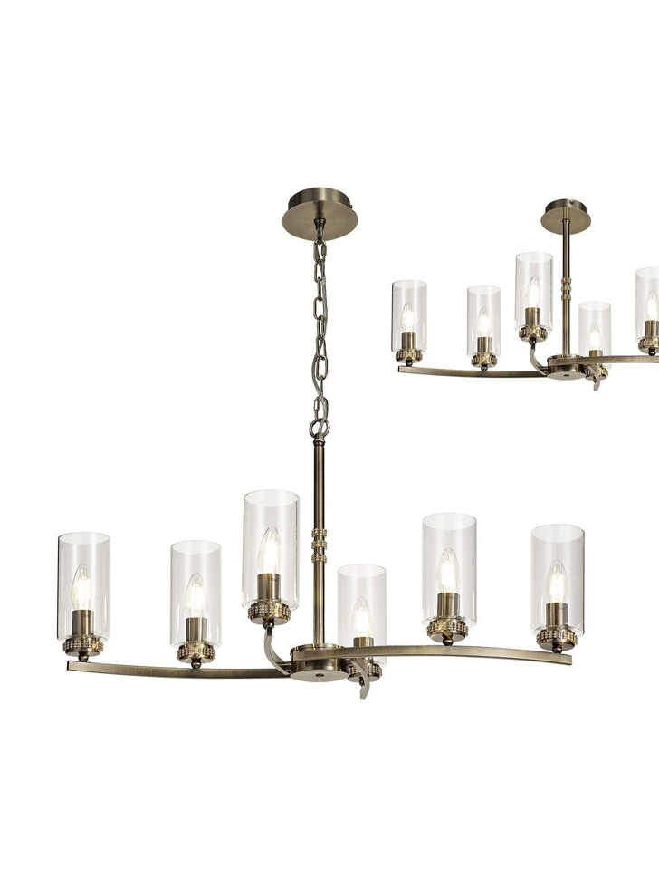 Idolite Euston Antique Brass 6 Light Linear Pendant