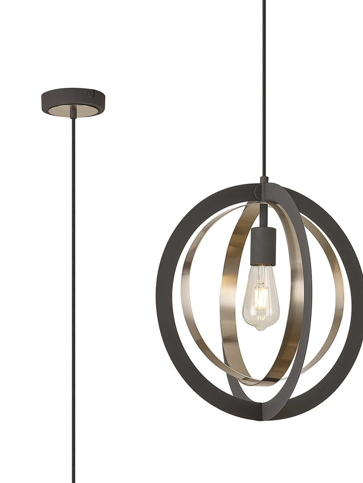 Idolite Gayle Graphite And Satin Nickel 1 Light Round Single Pendant Light