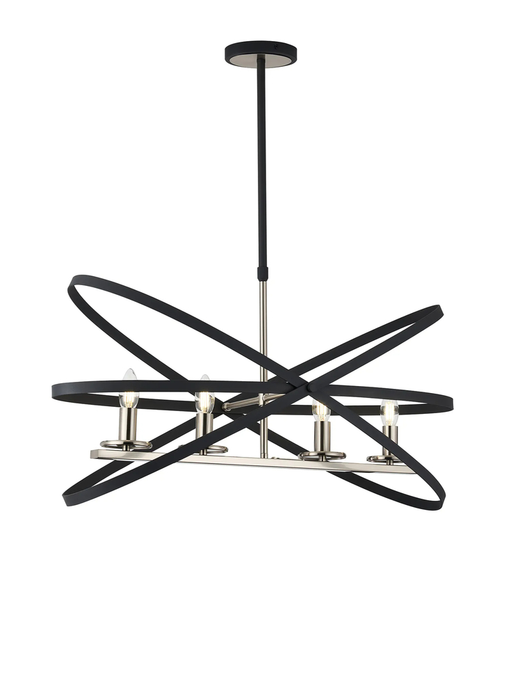 Idolite Genesis 4 Light Anthracite And Silver Oval Linear Pendant