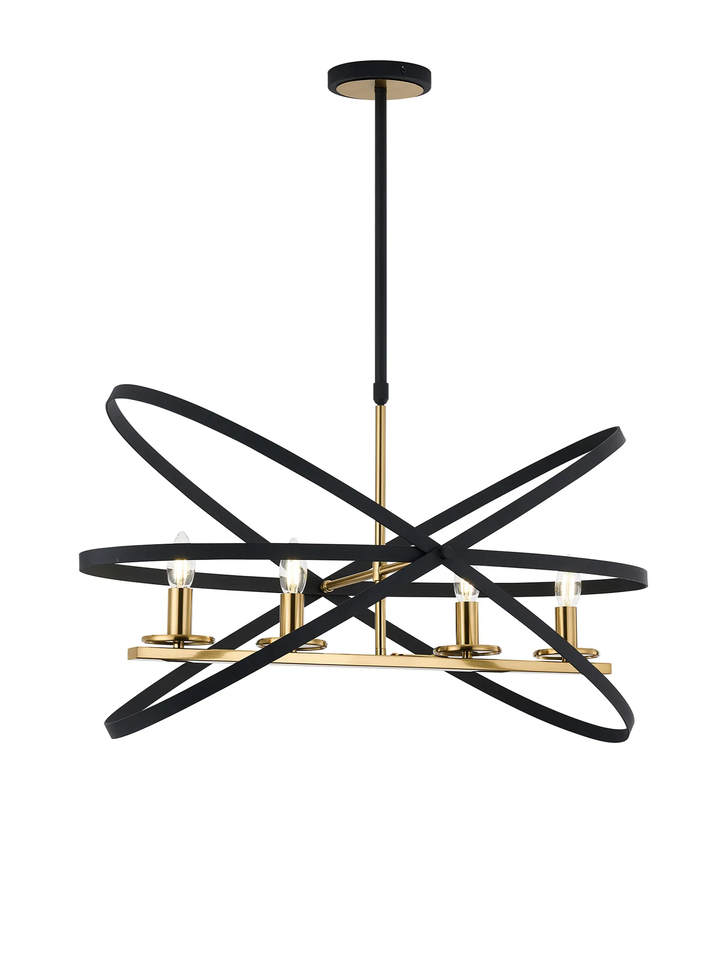 Idolite Genesis 4 Light Black And Gold Oval Linear Pendant