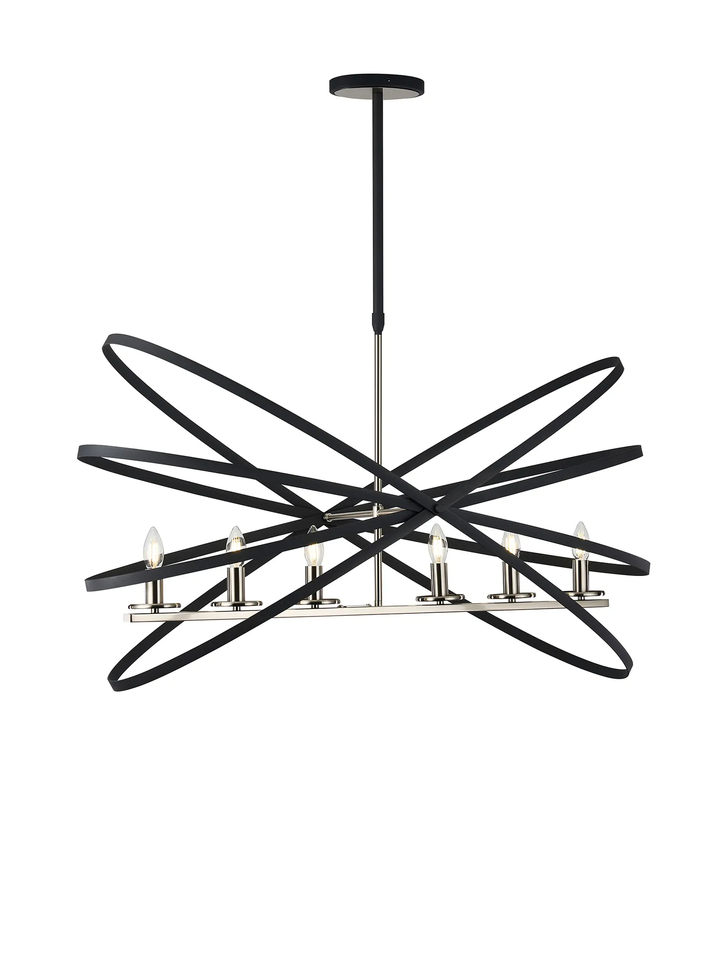 Idolite Genesis 6 Light Anthracite And Silver Oval Linear Pendant