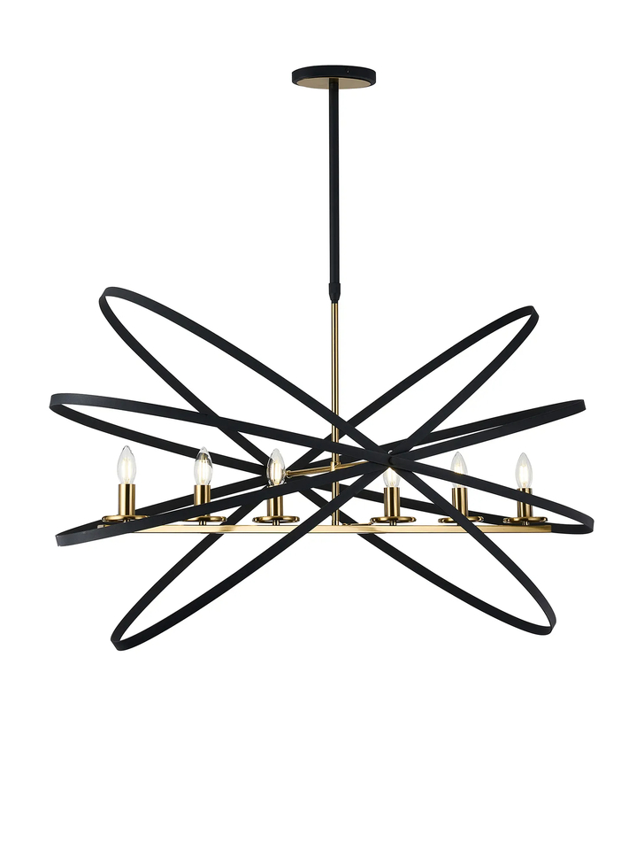 Idolite Genesis 6 Light Black And Gold Oval Linear Pendant