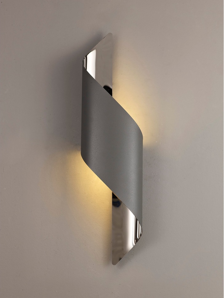 Idolite Kenton Anthracite/Polished Chrome Large LED Wall Light - 3000K