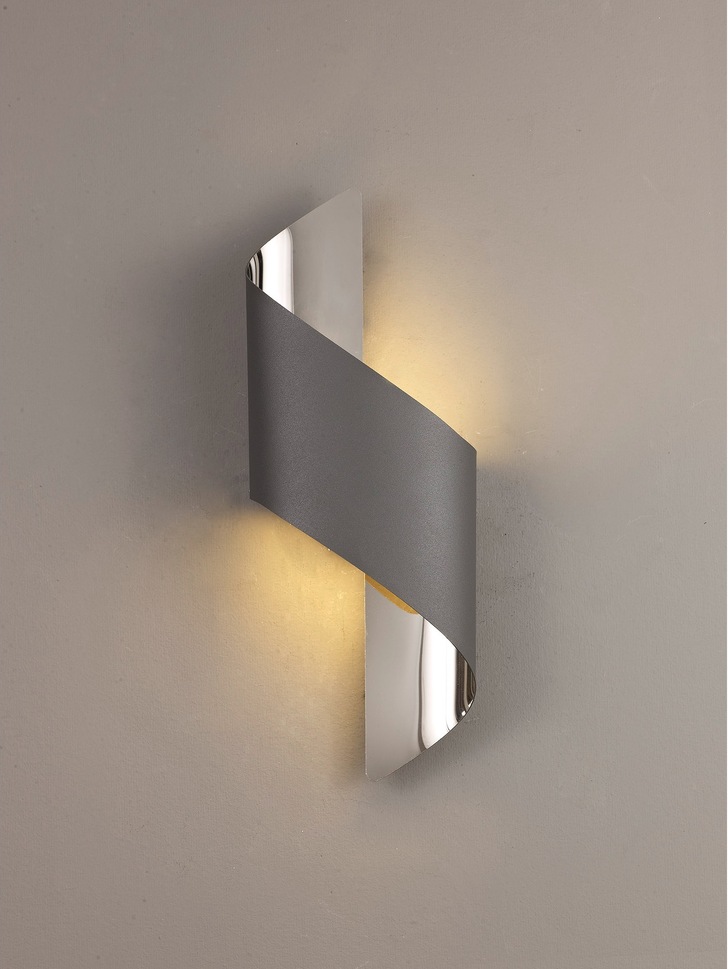 Idolite Kenton Anthracite/Polished Chrome LED Wall Light - 3000K