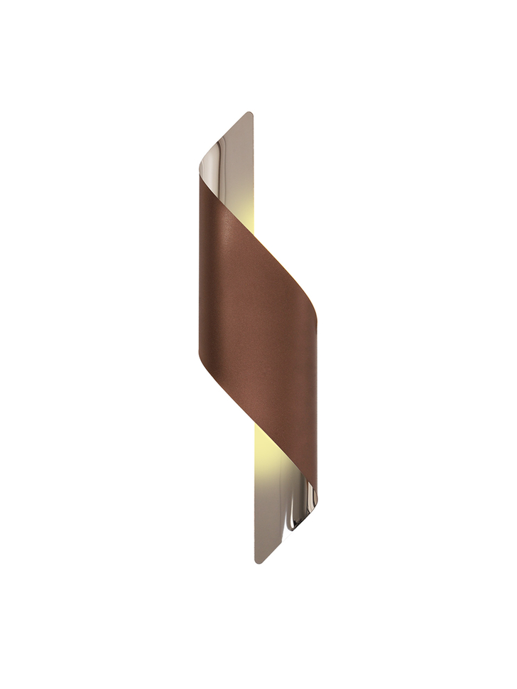 Idolite Kenton Satin Brown/Polished Chrome Large Led Wall Light - 3000K