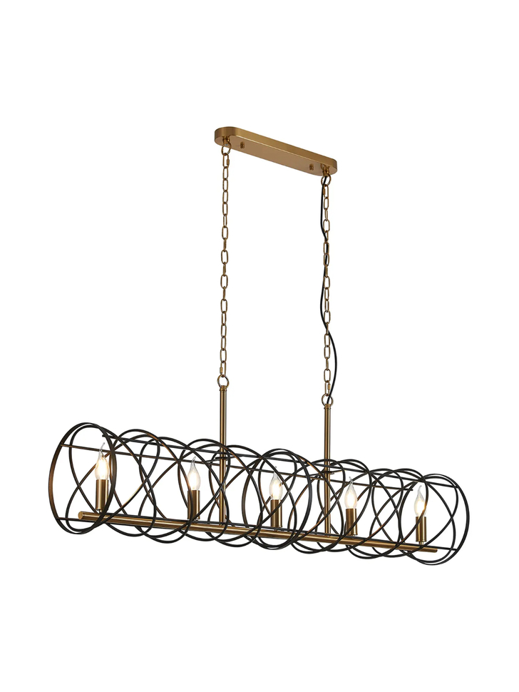 Idolite Monument 5 Light Linear Bar Pendant Black/Satin Gold