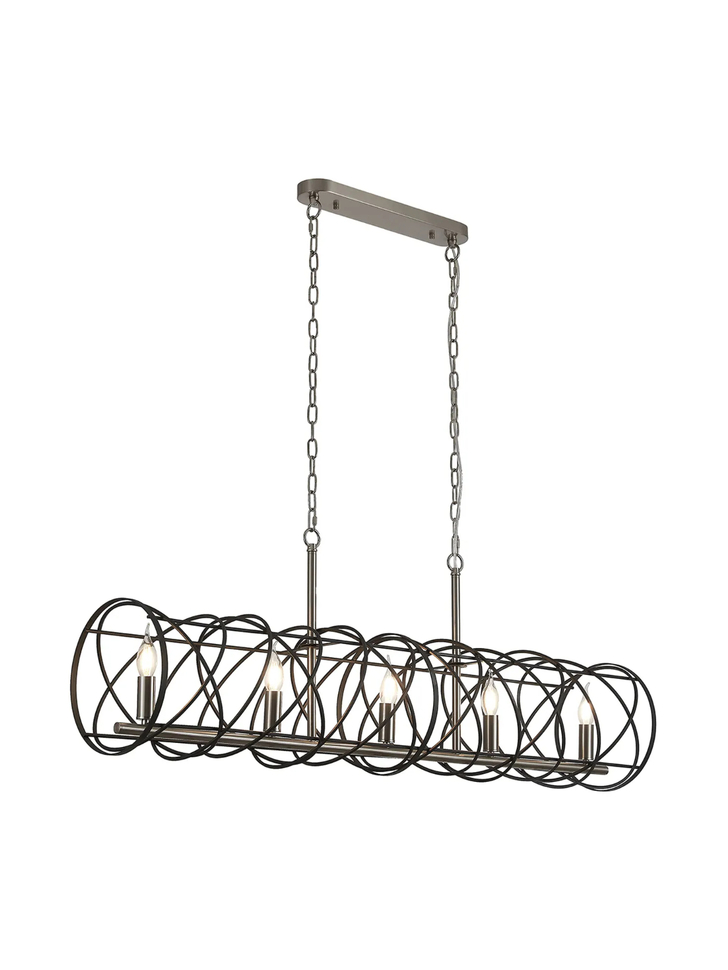 Idolite Monument 5 Light Linear Bar Pendant Graphite/Satin Nickel