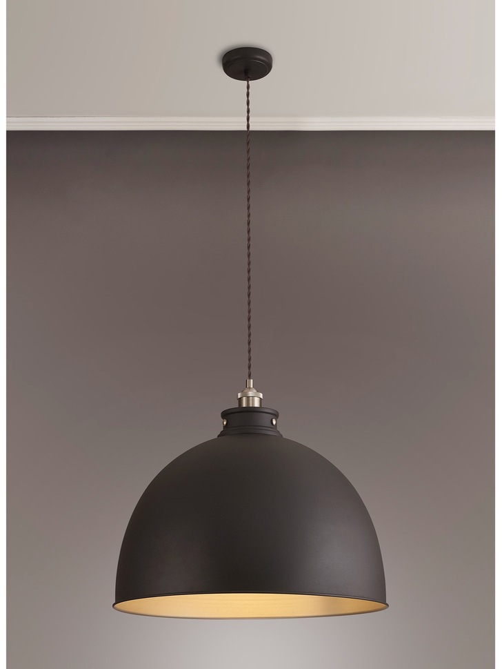 Idolite Musala Graphite Extra Large Single Pendant Light With Satin Nickel & Silver Detailing