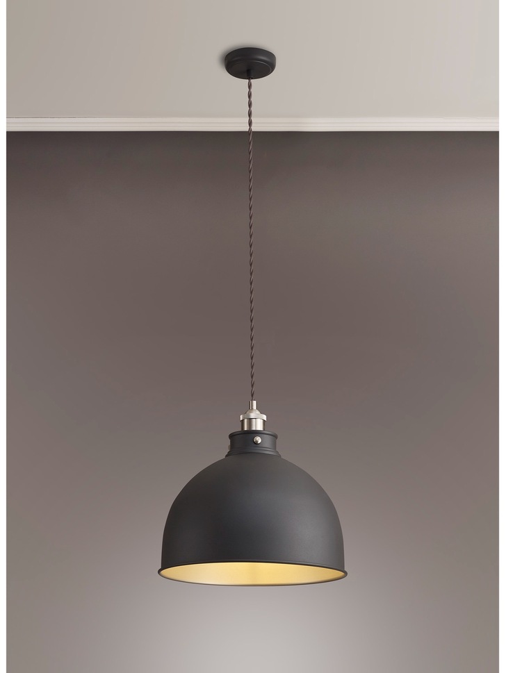 Idolite Musala Graphite Large Single Pendant Light With Satin Nickel & Silver Detailing