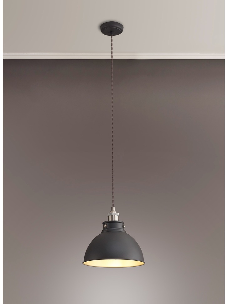 Idolite Musala Graphite Medium Single Pendant Light With Satin Nickel & Silver Detailing