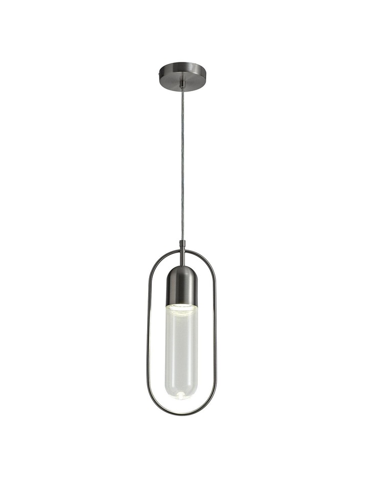 Idolite Queensbury Satin Nickel/Clear Single Pendant