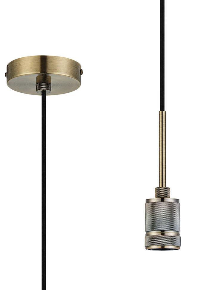 Idolite Rumi Knurled 1 Light Antique Brass Suspension - E27 - 1.6M
