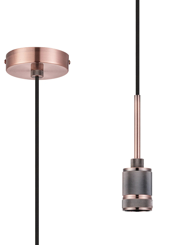 Idolite Rumi Knurled 1 Light Antique Copper Suspension - E27 - 1.6M