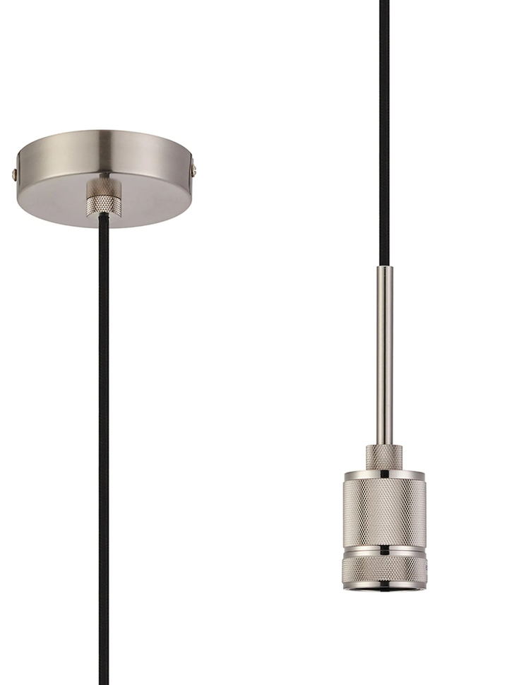 Idolite Rumi Knurled 1 Light Satin Nickel Suspension - E27 - 1.6M