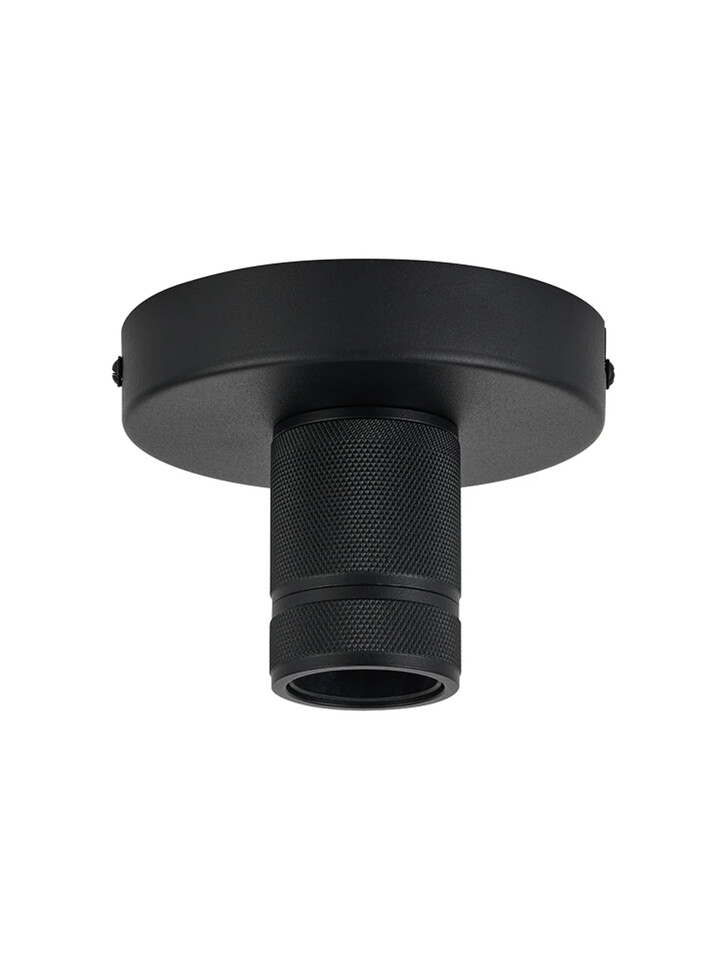 Idolite Rumi Satin Black Knurled Semi-Flush Ceiling Rose