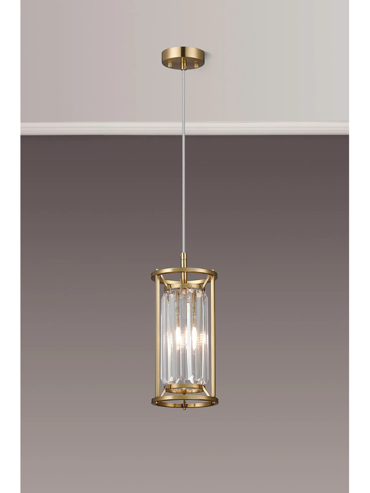 Idolite Seko Gold Finish Crystal 1 Light Bathroom Pendant Light - IP44