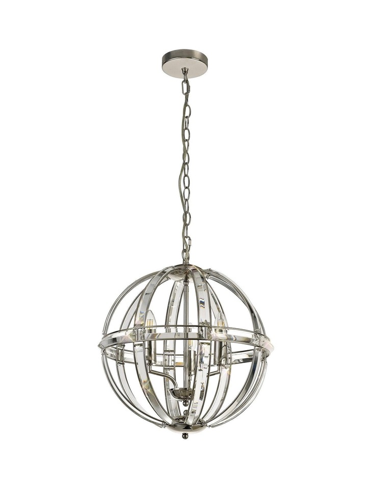 Idolite Smoky Polished Nickel Finish 3 Light Round Pendant